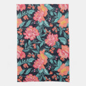 Roze en koraalbloemen theedoek (Verticaal)