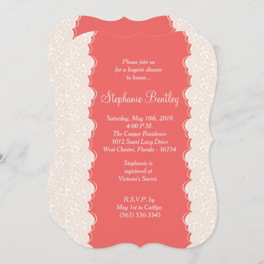 Roze en koraalkorset voor lade kaart (Voorkant / Achterkant)