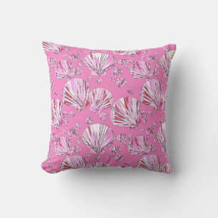 Roze en koraalschelpen, orchidee roze achtergrond kussen