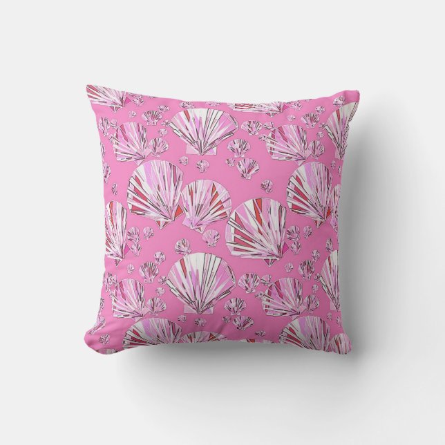 Roze en koraalschelpen, orchidee roze achtergrond kussen (Voorkant)