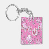 Roze en koraalschelpen, orchidee roze achtergrond sleutelhanger (Voorkant Links)