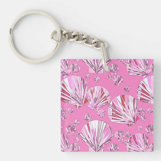 Roze en koraalschelpen, orchidee roze achtergrond sleutelhanger (Voorkant)