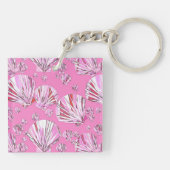 Roze en koraalschelpen, orchidee roze achtergrond sleutelhanger (Achterkant)