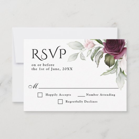 Roze en krottenbloem rond het huwelijk RSVP (Voorkant)