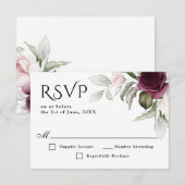 Roze en krottenbloem rond het huwelijk RSVP (Voorkant / Achterkant)