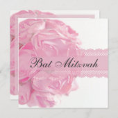 Roze en Lace Bat Mitzvah Uitnodiging (Voorkant / Achterkant)