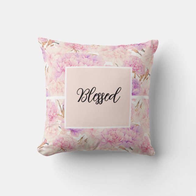 Roze en lavendel anjers,  kussen (Voorkant)