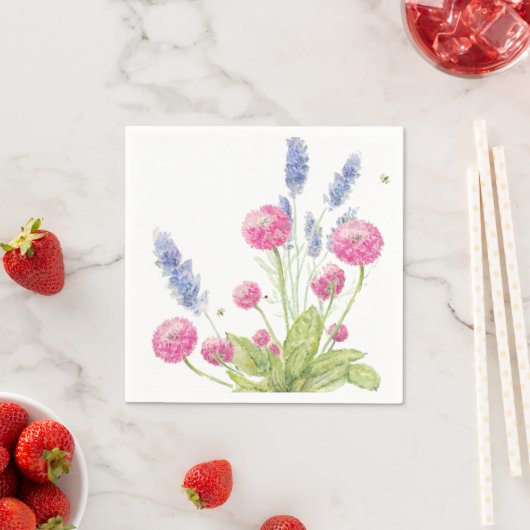 Roze en lavendel bloemen cocktail servetten (Insitu)