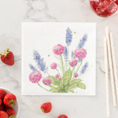 Roze en lavendel bloemen diner servetten (Insitu)