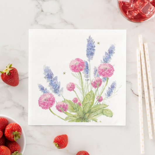 Roze en lavendel bloemen diner servetten (Insitu)