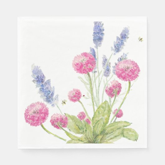 Roze en Lavendel Bloemen Luncheon servetten (Voorkant)