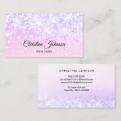 roze en lavendel faux chunky glitter visitekaartje (Voorkant / Achterkant)