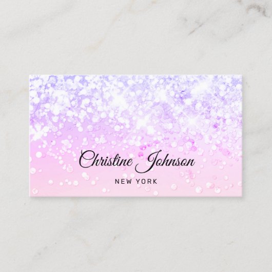 roze en lavendel faux chunky glitter visitekaartje (Voorkant)