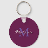 Roze en lavendel gepersonaliseerd monogram sleutelhanger (Voorkant)