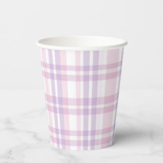 Roze en lavendel geruite tuinfeest papieren bekers