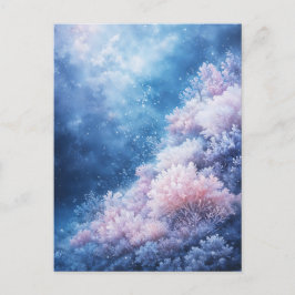 Roze en lavendel koraalrif in sterblauwe zee briefkaart