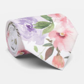 Roze en lavendel paarse rozen bloemendassen stropdas (Opgerold)