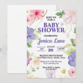 Roze en Lavendel Wildflowers Pastel Baby shower Kaart (Voorkant / Achterkant)