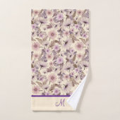 roze en lavendelbloem met monogram bad handdoek (Handdoek)