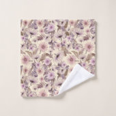 roze en lavendelbloem met monogram bad handdoek (Wasdoekje)