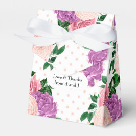 Roze en lavendelpaarse bloem bedankdoosjes