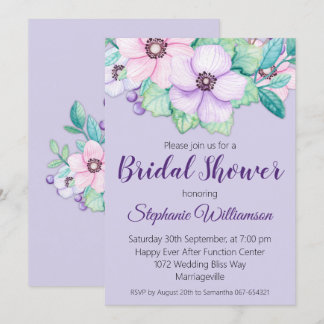 Roze en lavender Floral Vrijgezellenfeest Kaart
