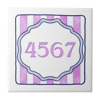 Roze en lavender Small House Number Tegeltje