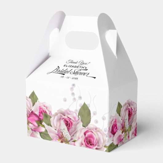 Roze en Lelie Roze Bruiloftsborrel Bedankdoosjes (Voorkant Zijde)