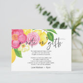 Roze en Lemon Wishing Well Wedding Invite Card Informatiekaartje (Staand voorkant)