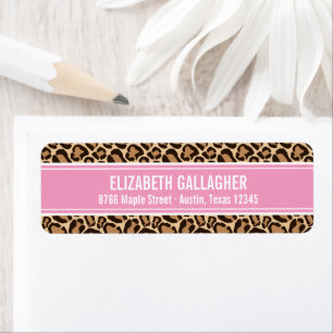 Roze en Leopard Print Etiket