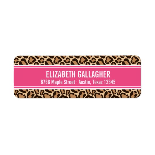 Roze en Leopard Print Retouradres Etiket (Voorkant)