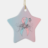 Roze en lichtblauw bewustzijn lint Butterfly Keramisch Ornament (Rechts)