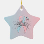 Roze en lichtblauw bewustzijn lint Butterfly Keramisch Ornament (Voorkant)