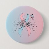 Roze en lichtblauw bewustzijn lint Butterfly Ronde Button 7,6 Cm (Voorkant)