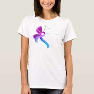 Roze en lichtblauw bewustzijn lint Butterfly T-shirt