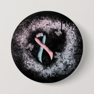 Roze en lichtblauw lintje bewustzijn Grunge Heart Ronde Button 7,6 Cm