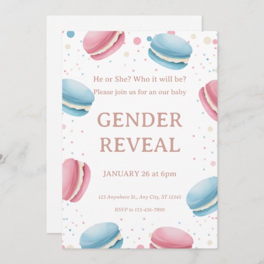 Roze en lichtblauwe Waterverf Geslacht onthullen I Kaart (Voorkant / Achterkant)