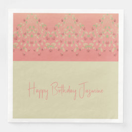 Roze en lichte beige Berry geaccentreerd Floral Servet