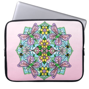 Roze en lichte, blauwe handmatige Mandala laptopho Laptop Sleeve