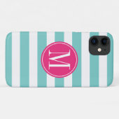Roze en lichte blauwe strepen - Aangepast monogram Case-Mate iPhone Case (Achterkant (horizontaal))