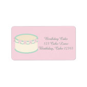  roze en lichte groene vanilla Birthday Cake Etiket (Voorkant)
