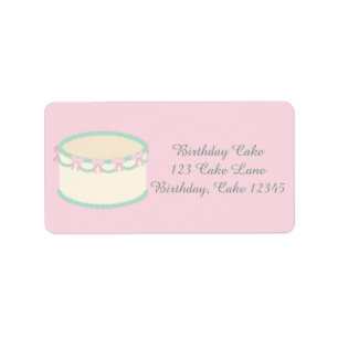  roze en lichte groene vanilla Birthday Cake Etiket