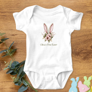 Roze en lichtgroene eerste Pasen one-piece voor ba Romper