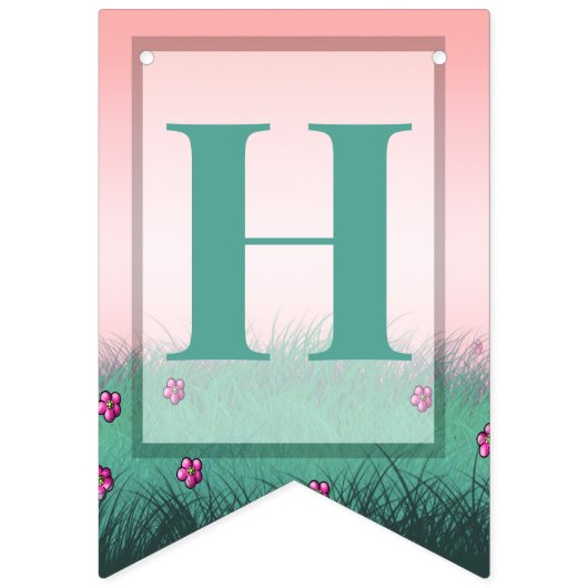 Roze en lichtgroene feestdag vlaggetjes (Tweede vlag)