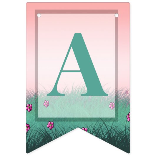 Roze en lichtgroene feestdag vlaggetjes (Derde vlag)