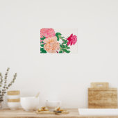 Roze en lichtoranje rozenbloemen poster (Keuken)