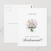 Roze en Lila Bloemboeket Bruidsmeisje Voorstel Briefkaart (Voorkant / Achterkant)
