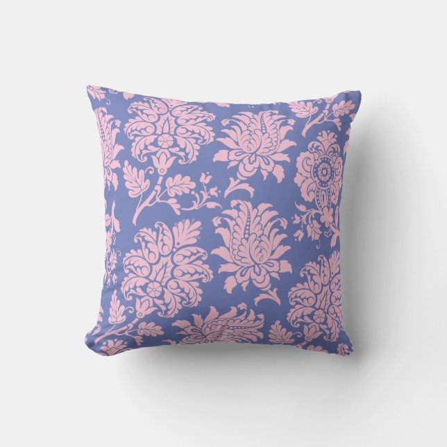  roze en Lila Damask Pillow Kussen (Voorkant)