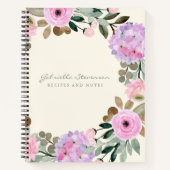 Roze en Lila Floral Wreath Personalized Recipe Notitieboek (Voorkant)