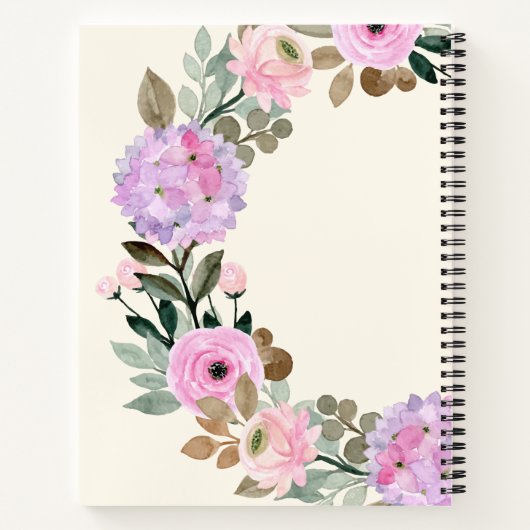 Roze en Lila Floral Wreath Personalized Recipe Notitieboek (Achterkant)